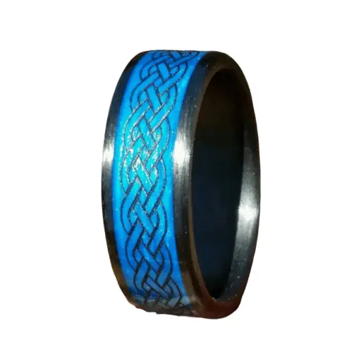 Celtic Deep Weave Carbon Fiber Ring – Blue & Black, 8Mm 1