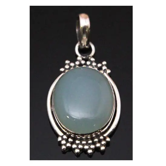 Chalcedony Gemstone Pendant In Sterling Silver 1