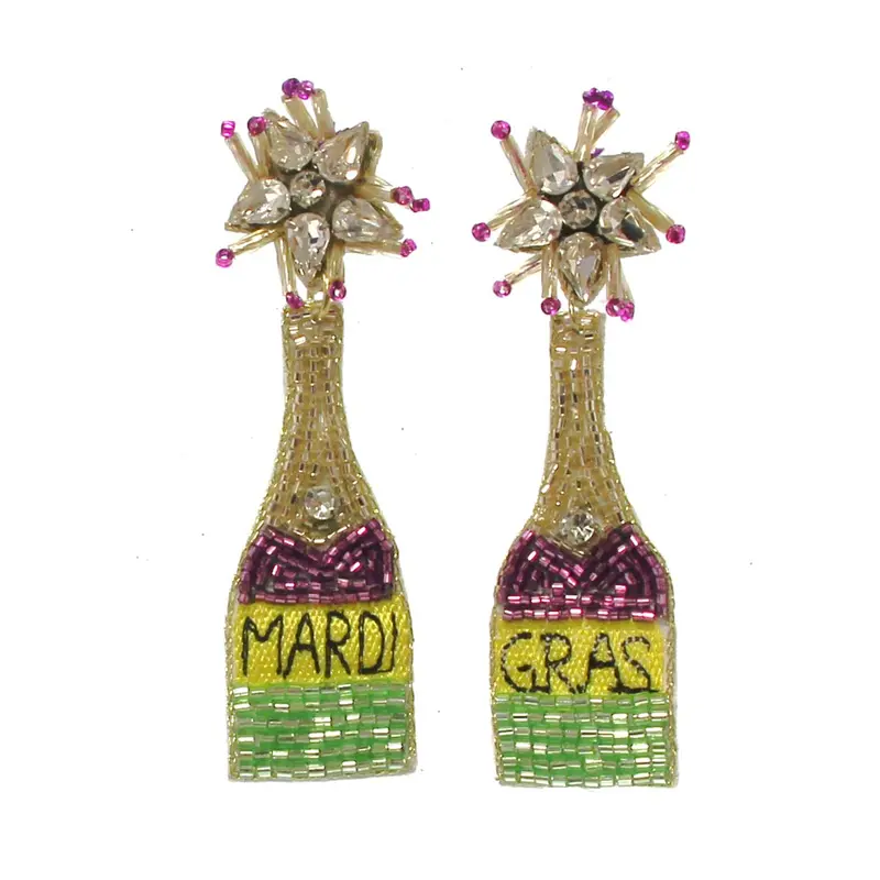 Champagne Bottle-Shaped Earrings – 3-Inch Statement Pair 1