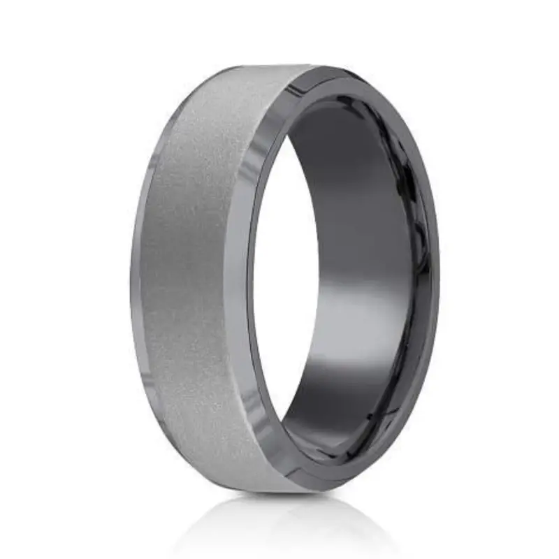 Chancellor 7Mm Tantalum Ring With Powder-Coated Finish And Polished Beveled Edges 1