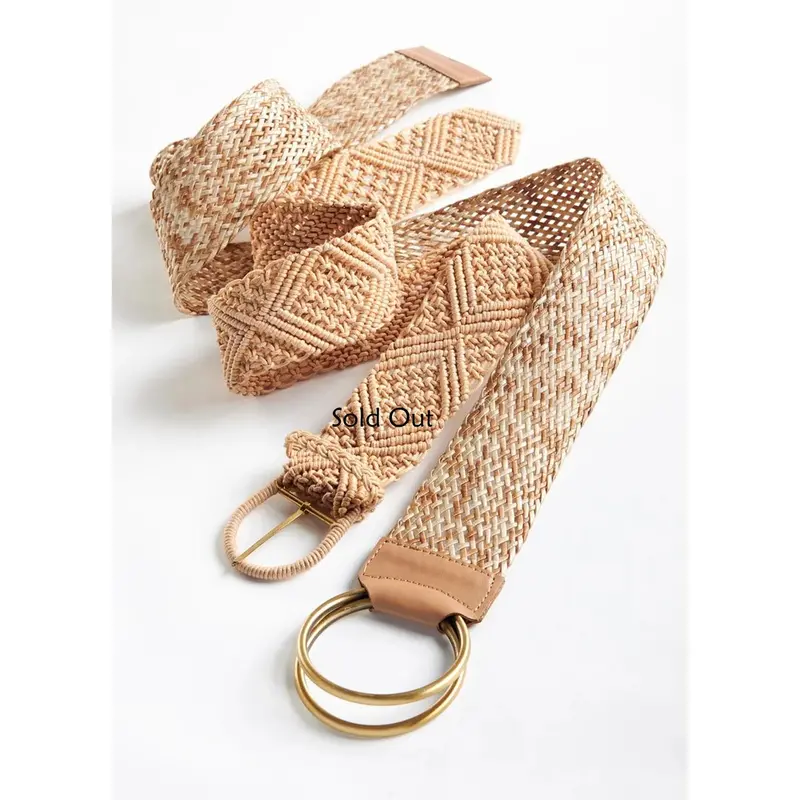 Charlie Paige Natural-Fiber Macramé Belt 1