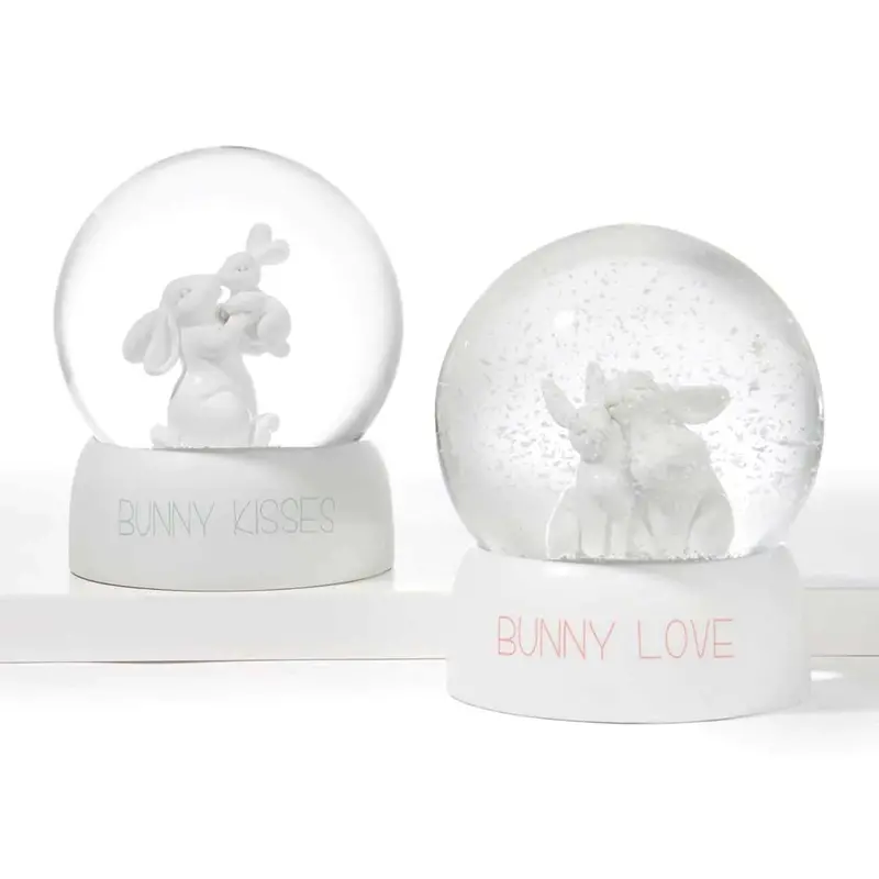 Charming Bunny-Themed Snow Globe – Choose 'Bunny Kisses' Or 'Bunny Love' 1