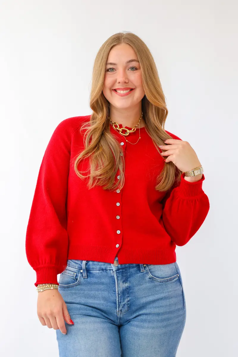 Cherry-Red Callie Open-Front Cardigan 1
