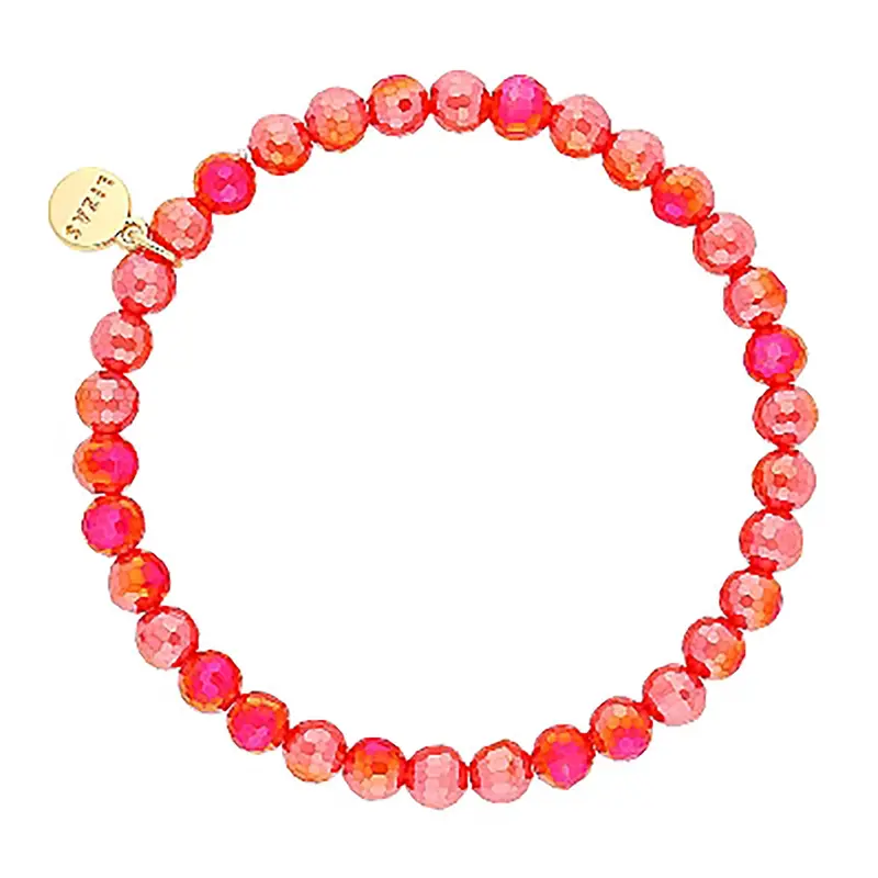 Clairsville 6Mm Coral Crystal Bracelet – Feminine Silver-Tone Style 1
