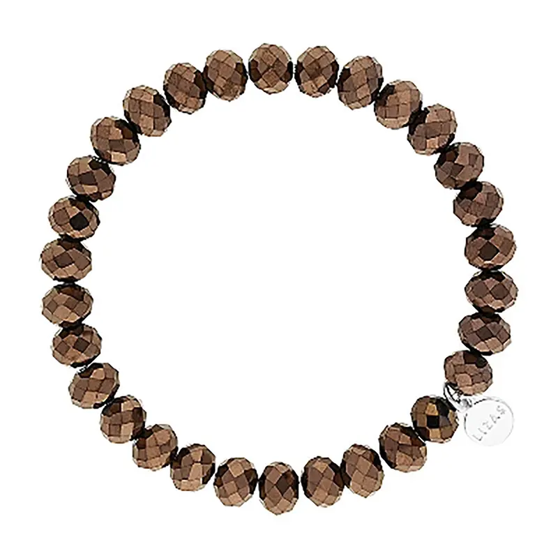 Clarksville 8Mm Dark Brown Crystal Bracelet – Warm Silver-Tone Accent 1