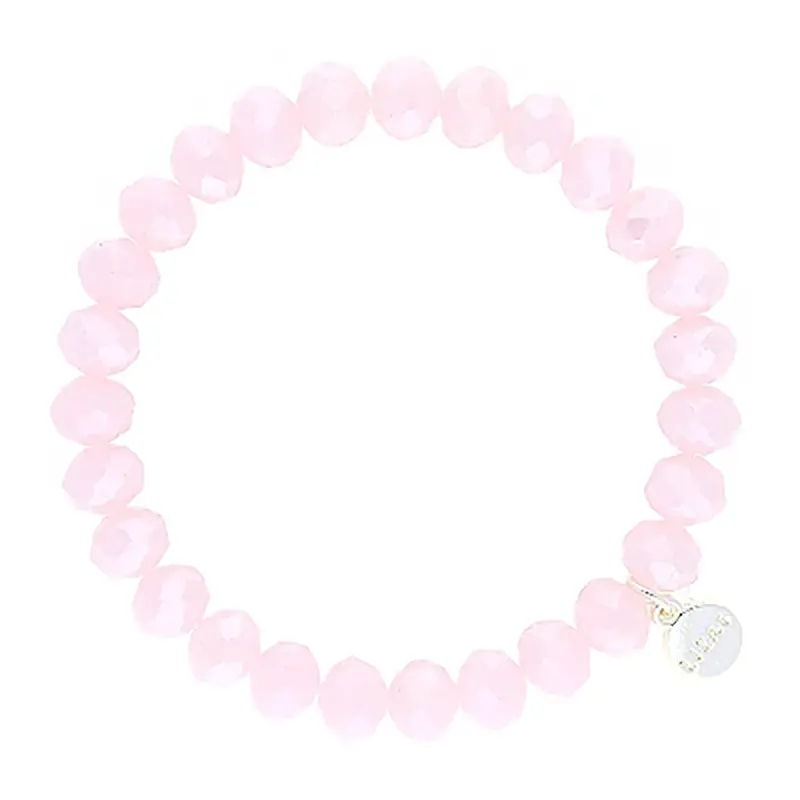 Clarksville 8Mm Light Rose Crystal Bracelet – Gentle Pastel Silver 1