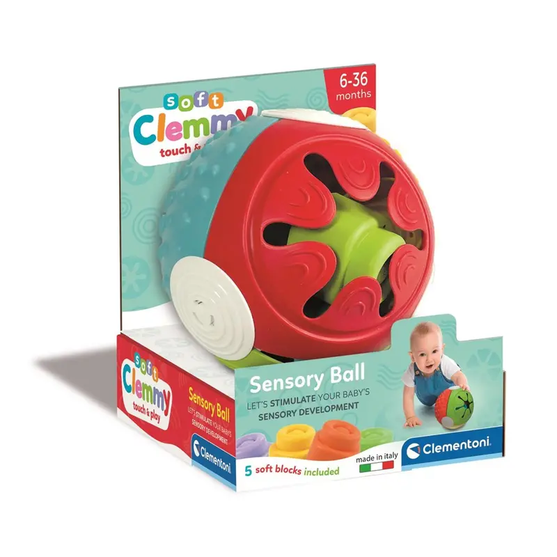 Clementoni Soft Clemmy Sensory Ball – Squeaky, Textured Grasp & Roll Toy 1