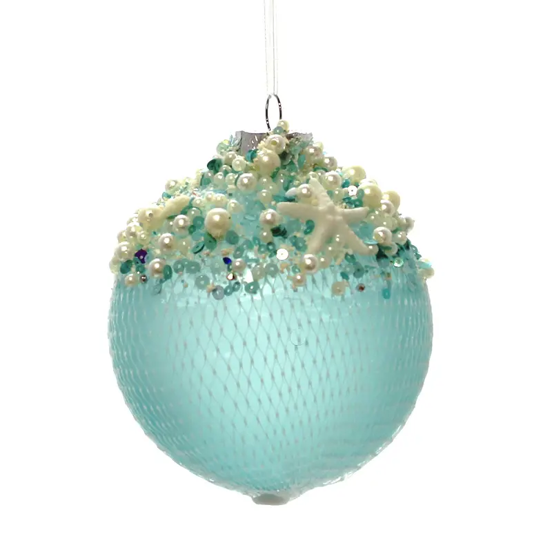 Coastal-Inspired Sea Net Glass Ball Ornament 1