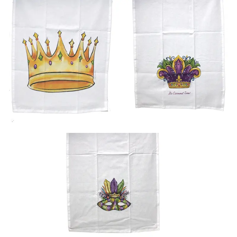 Colorful Mardi Gras Printed Tea Towel 1