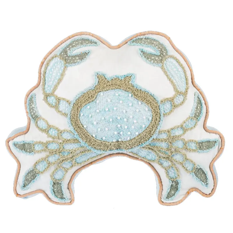 Crab-Embroidered Decorative Throw Pillow 1