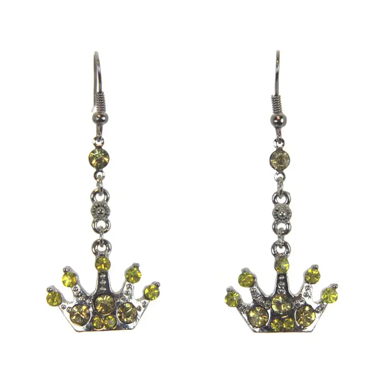 Crown-Shaped Earrings Set With Genuine Citrine Stones 1