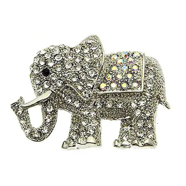 Crystal-Embellished Elephant Brooch 1