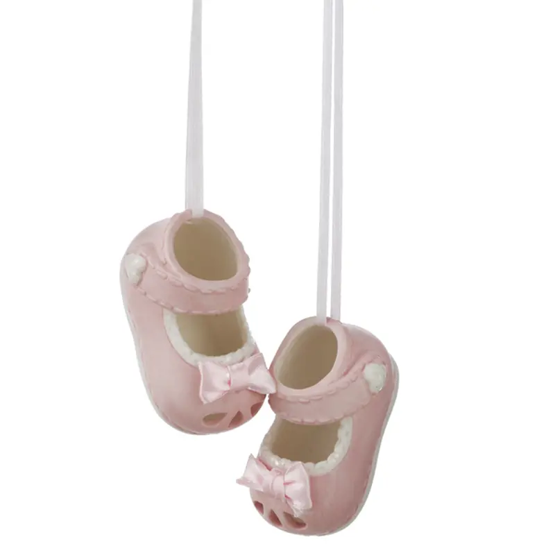 Customizable Baby Girl Shoes Holiday Ornament (Pack Of 2) 1