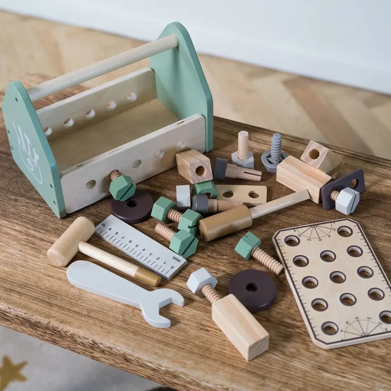 Dantoy Playful Wood Wooden Tool Box Set (26-Piece) 1
