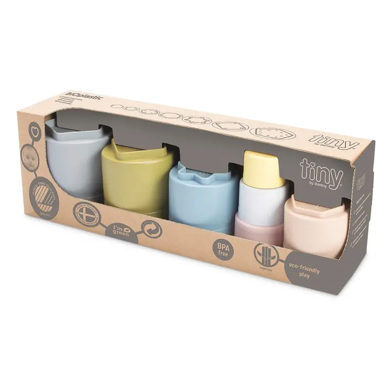 Dantoy Tiny Bioplastic Play Cups – Reusable Ocean-Safe Stacking Set 1