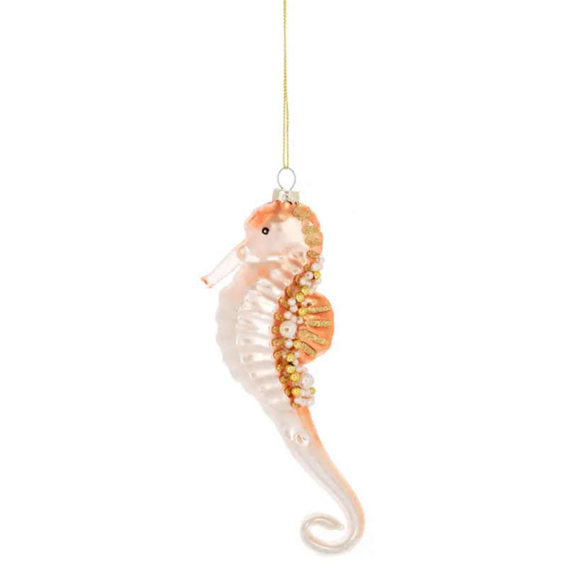 Delicate Seahorse Glass Ornament – Ocean-Inspired Holiday Decor 3