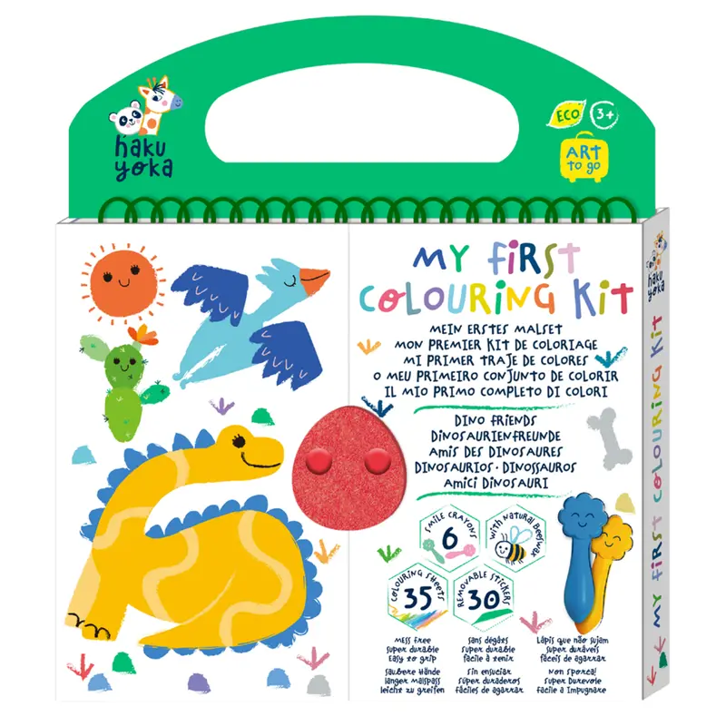 Dino Friends Intro Colouring Kit – Haku Yoka Portable Art Set For Little Artists 1
