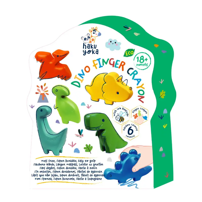 Dinosaur-Shaped Finger Crayons – Haku Yoka Grip-Friendly Art Tools 1