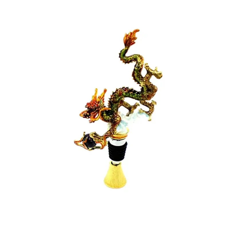 Dragon-Themed Bottle Stopper – Ornate Jeweled Resin Sculpture 1