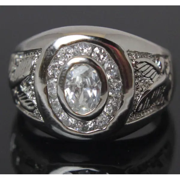 Eagle-Motif Sterling Silver Ring With Diamond-Cut Cz – Size 11 1
