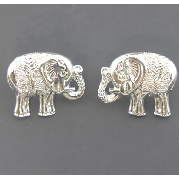 Elephant Charm Earrings In Bright Silver Finish 1