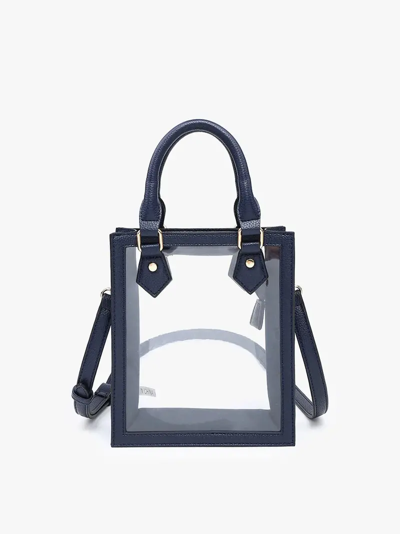 Elise Transparent Vegan Leather Handbag In Black 1