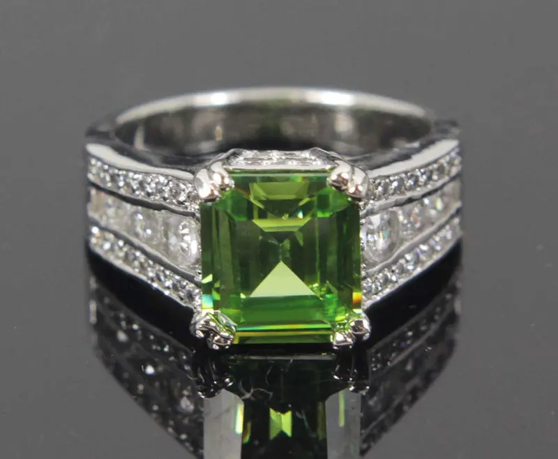 Emerald-Cut Cubic Zirconia Sterling Silver Ring – Size 8.5 1