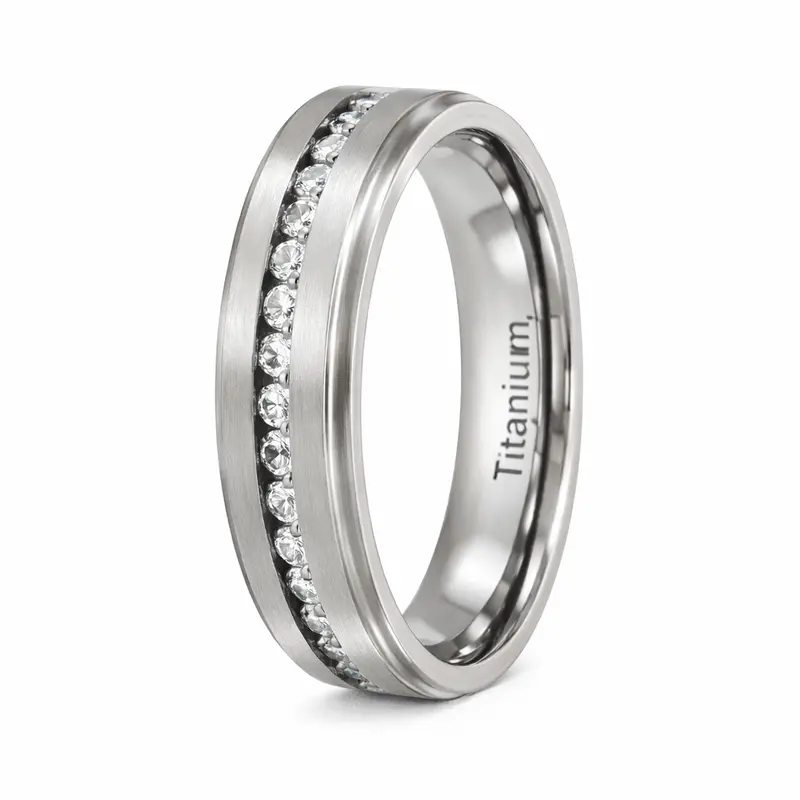 Encircle Eternity Titanium Ring Featuring Channel-Set Cubic Zirconia – 7Mm 1