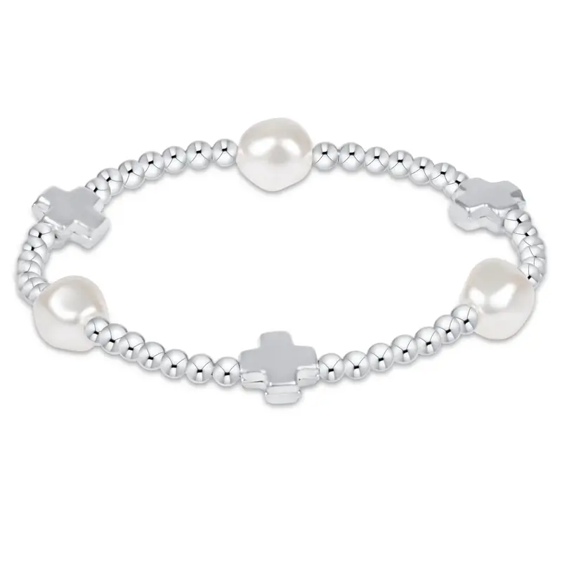 Enewton Signature Cross Bracelet – 3Mm Sterling Silver Beads With Pearl Accent Pattern 1