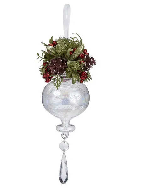 Etched Kissing Crystals Glass Ornament 1