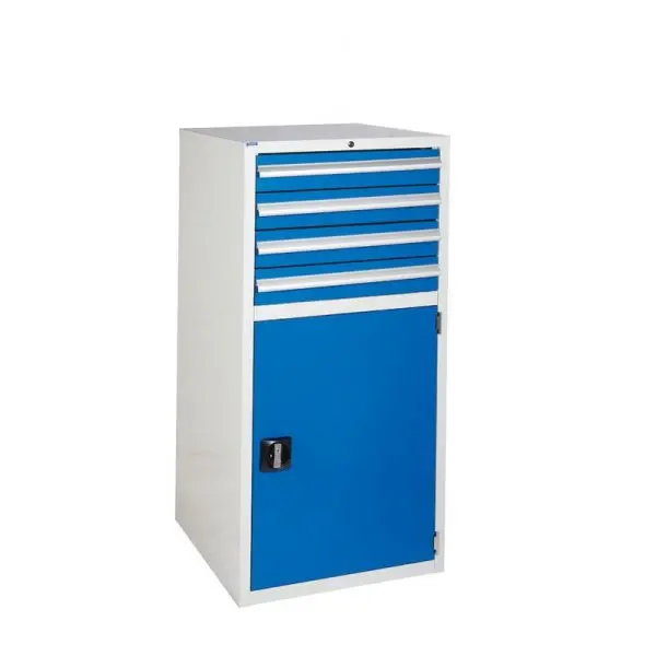 Euroslide Euc12060754 Large 4-Drawer + 1-Cupboard Storage Cabinet (1200 X 600 X 750 Mm) 4