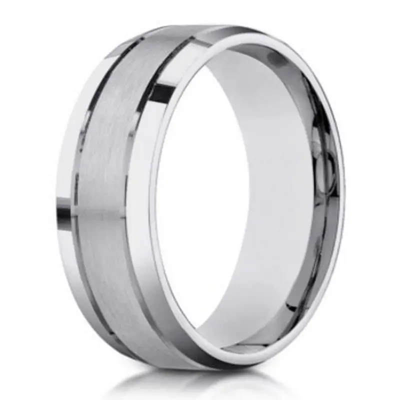 Everett 10K White Gold Wedding Band – 6Mm Satin Finish With Polished Bevels 1