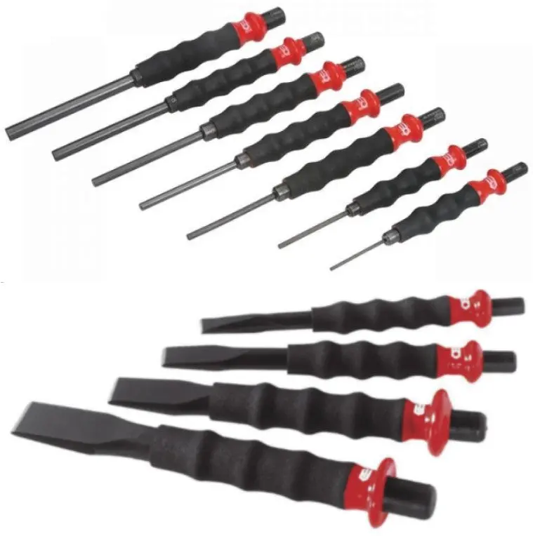 Facom 263Gpb Chisel Set (4 Pcs) + 249.Gj7 Punch Set (7 Pcs) — Ergonomic Comfort-Grip Handles 1