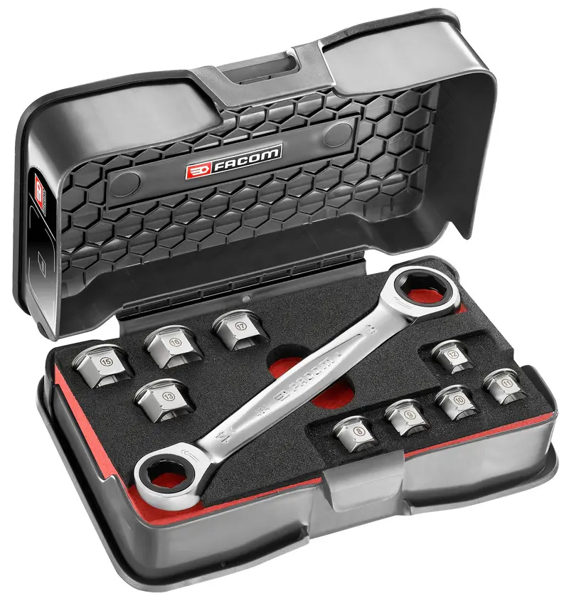 Facom 464.J1 — 7-Piece Metric Double Box-End Ratchet Spanner Set (8–17 Mm, 11-In-1) 1