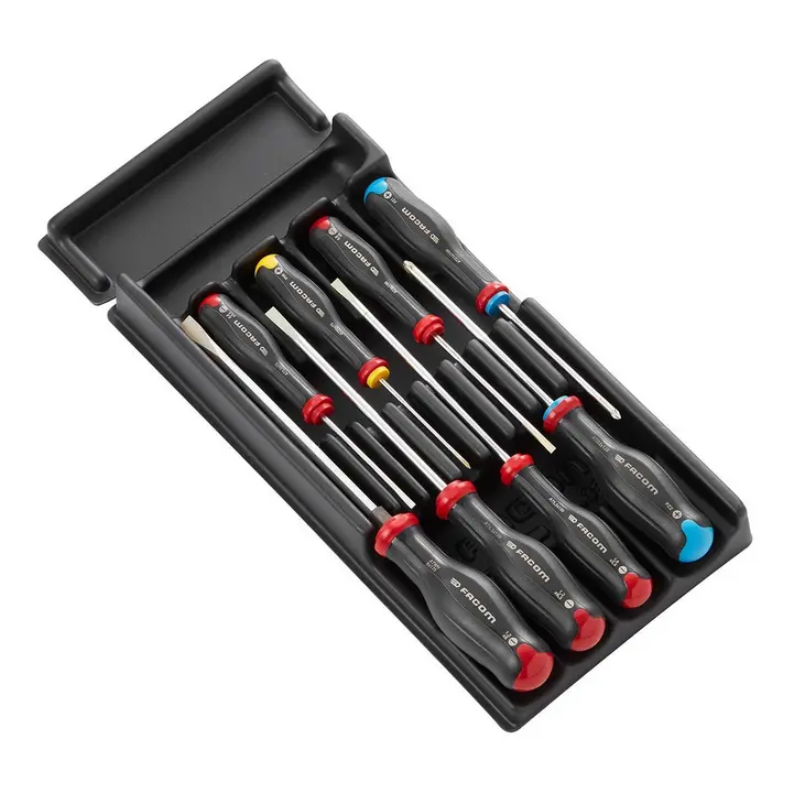 Facom At7 Multi-Function Screwdriver Kit – 8-Piece Phillips, Pozi, And Slotted Set 1