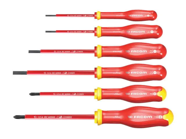 Facom Atpve.J6Pb Protwist® Vde Screwdriver Kit – 6-Piece Phillips & Slotted Set 1