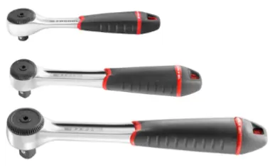 Facom Compact Dust-Resistant Round Head Ratchet Set: 1/4", 3/8", And 1/2" Drive Sizes 1