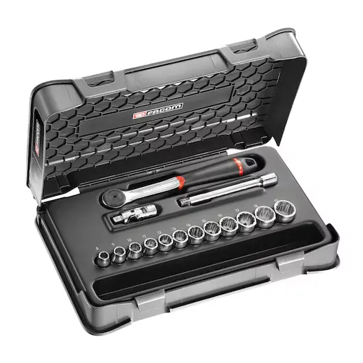 Facom J.161-1P12 3/8" Drive 15-Piece Metric Socket Set – Bi-Hexagon (12-Point), 8Mm To 19Mm 1