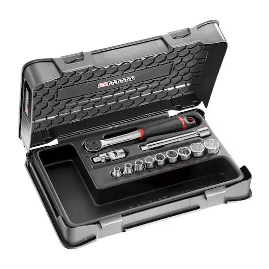 Facom J.161-1P12U 3/8" Drive 12-Piece Imperial Socket Set – Bi-Hexagon (12-Point), 1/4" To 3/4" 1