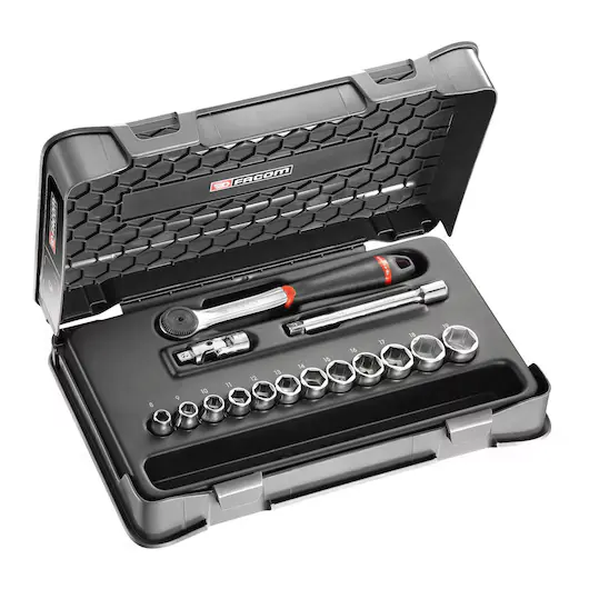 Facom J.161-1P6 3/8" Drive 15-Piece Metric Socket Set – Hexagon (6-Point), 8Mm To 19Mm 1