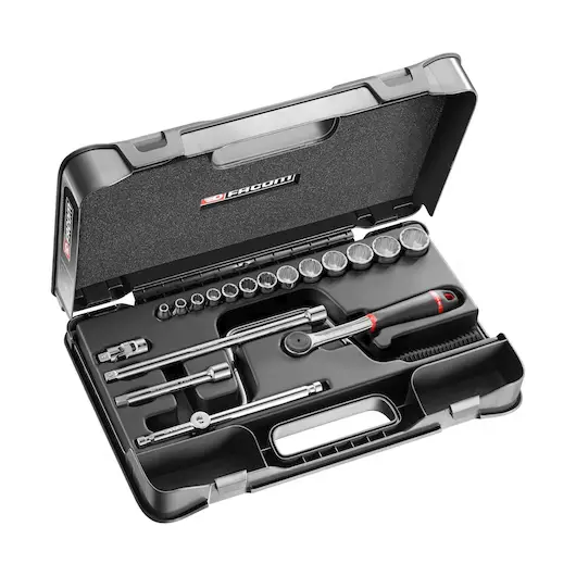 Facom J.161-3P12U 3/8" Drive 19-Piece Imperial Socket Set – Bi-Hexagon (12-Point), 1/4" To 1" 1