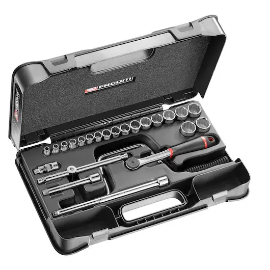 Facom J.161-4P12 3/8" Drive 24-Piece Metric Socket Set – Bi-Hexagon (12-Point), 7Mm To 24Mm 1
