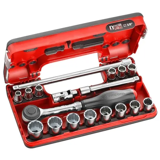 Facom J.360Dbox112 3/8" Drive 18-Piece Metric Socket Set (8–22Mm, 12-Point Bi-Hex) 1