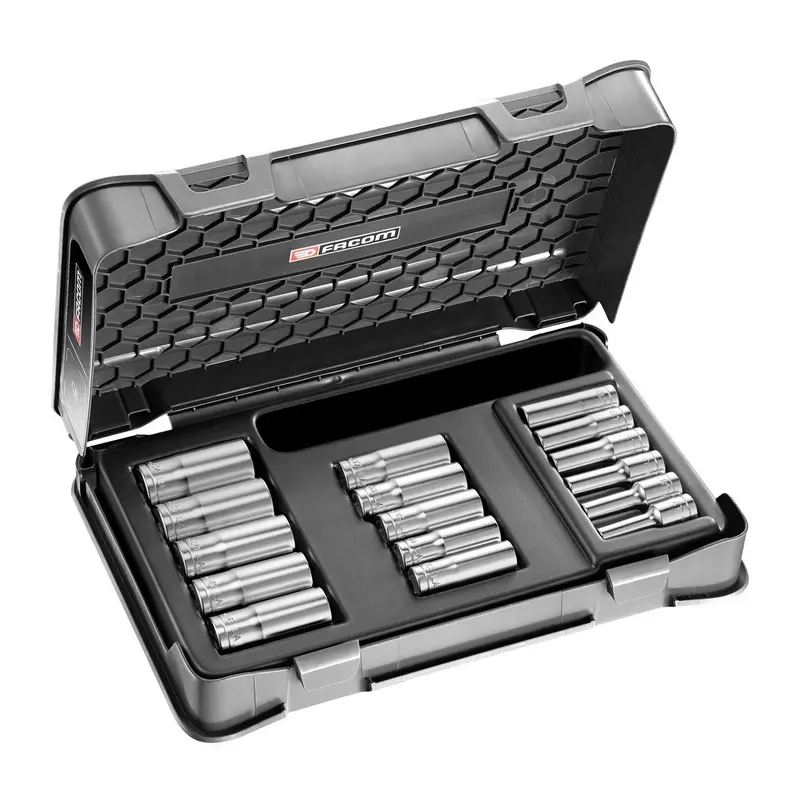 Facom J.404 3/8" Drive 16-Piece Metric Deep Sockets (7–24 Mm, 12-Point) 1