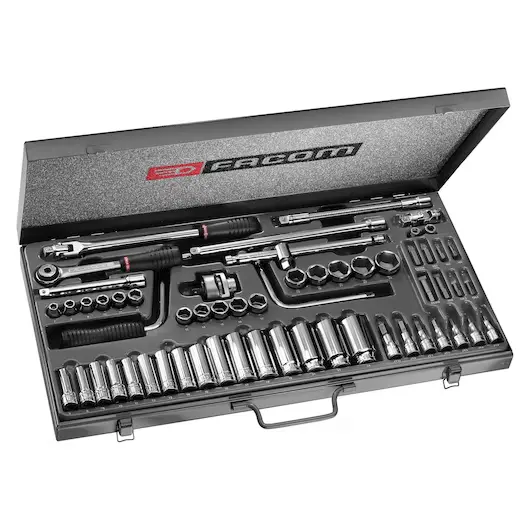 Facom J.451Ep 3/8" Drive 60-Piece Metric Socket Set – Hexagon & Bi-Hexagon, 7Mm To 24Mm, Standard & Deep 1