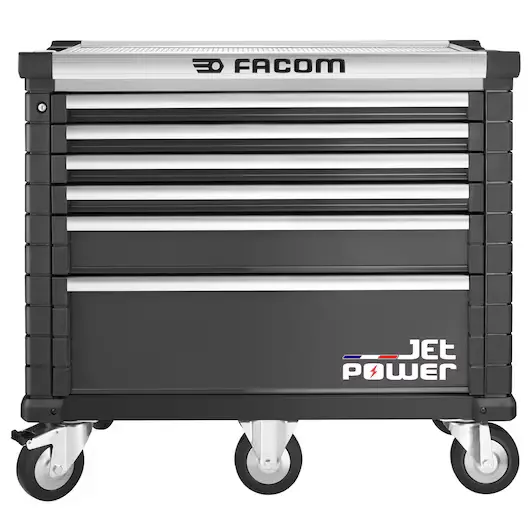Facom Jet.6Nm5Apower Black Mobile Tool Cabinet – 6-Drawer Roller Unit With Integrated Power Drawer 1