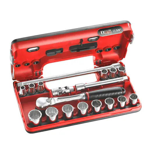 Facom Jl.Dbox112 3/8" Drive 18-Piece Metric Socket Set (8–22Mm, Dual-Point Bi-Hex) 1