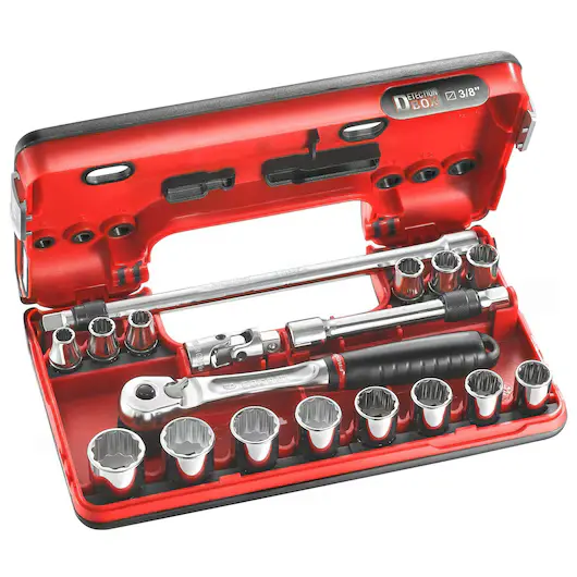 Facom Jl.Dbox501 3/8" Drive 18-Piece Metric Socket Kit (8–22Mm, 12-Point Bi-Hex) 1