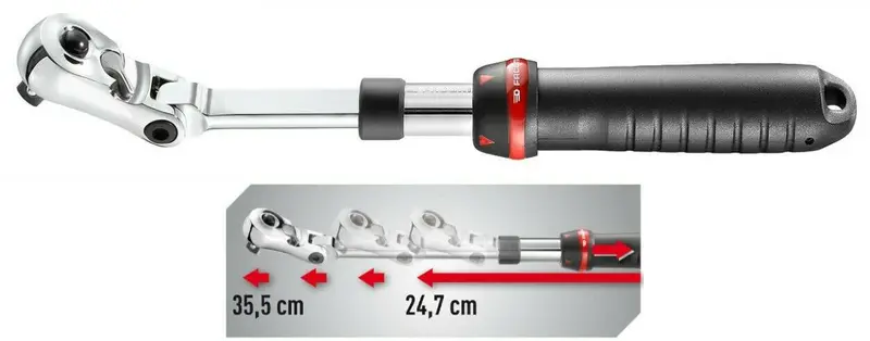 Facom Jxl.171: 3/8" Drive Flexi-Head Ratchet Wrench (247–355Mm Extension) 1