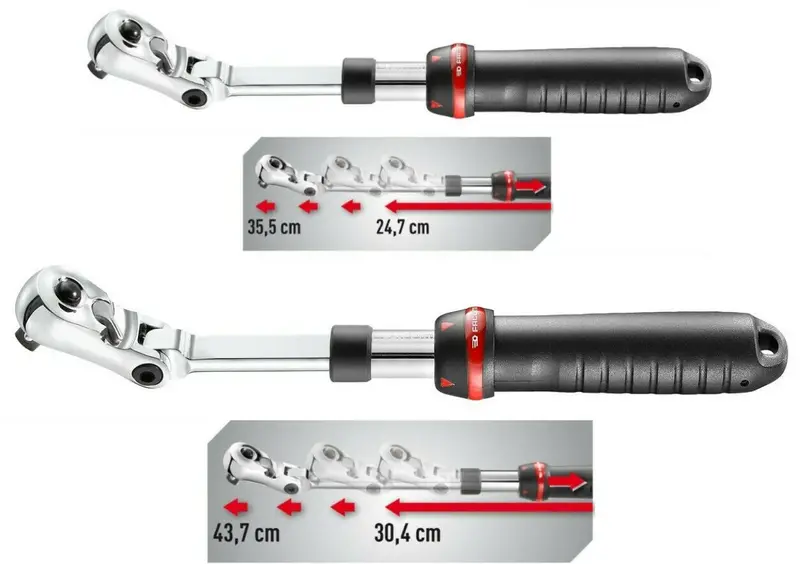 Facom Jxl.171 & Sxl.171: Flexible-Head Extendable Ratchets (3/8" & 1/2" Drive) 1